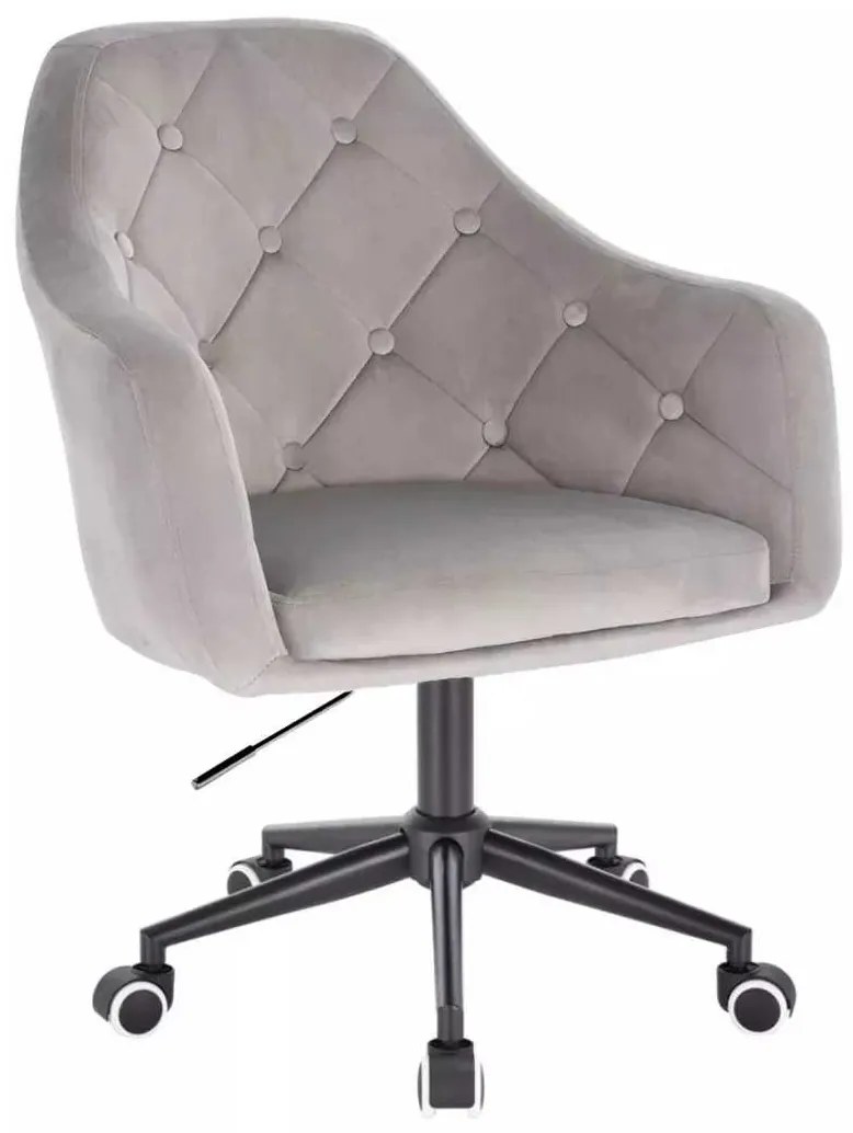 LuxuryForm DESIGN Kreslo ANDORA VELUR na čiernej podstave s kolieskami - svetlo šedé