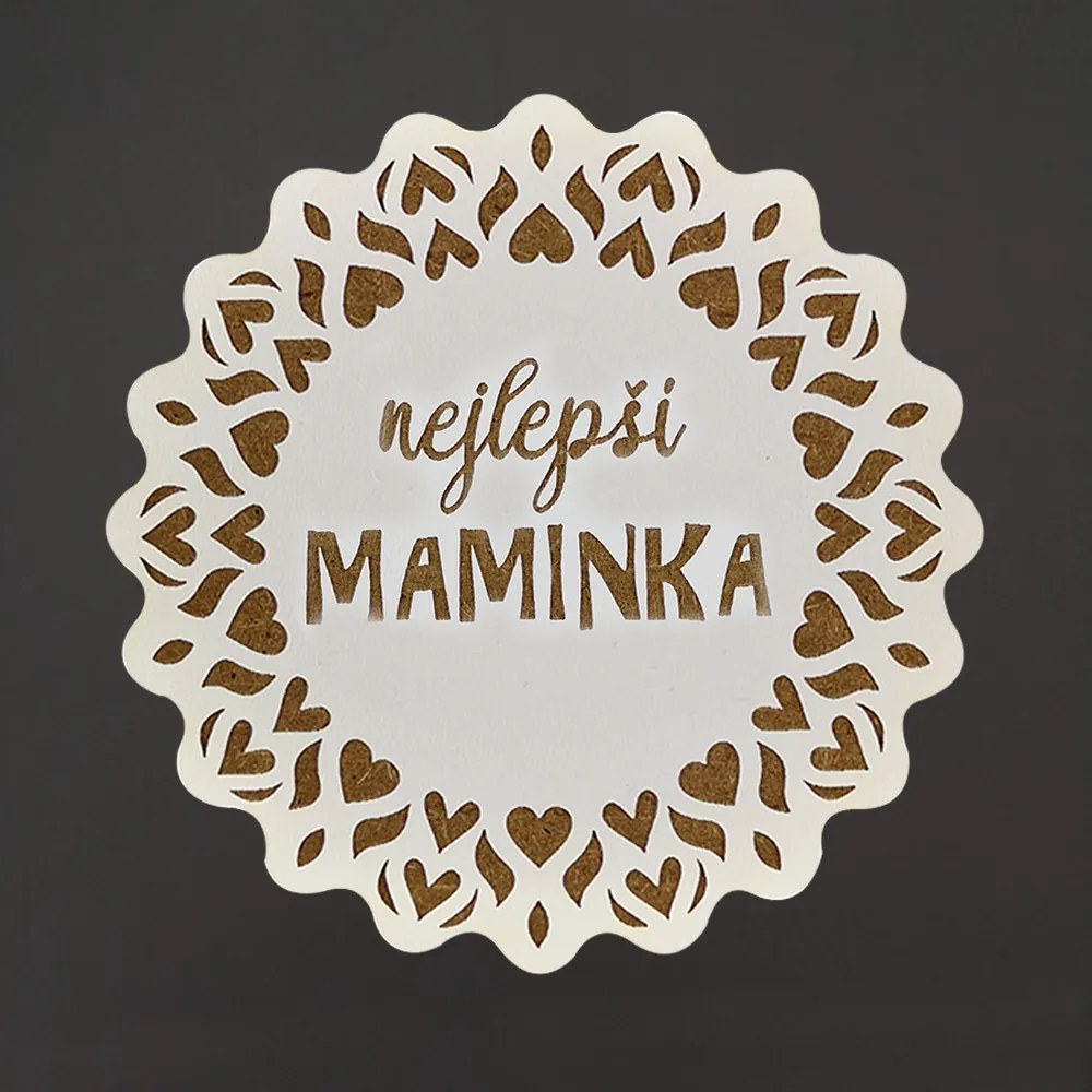 AMADEA Drevený podtácok okrúhly text 