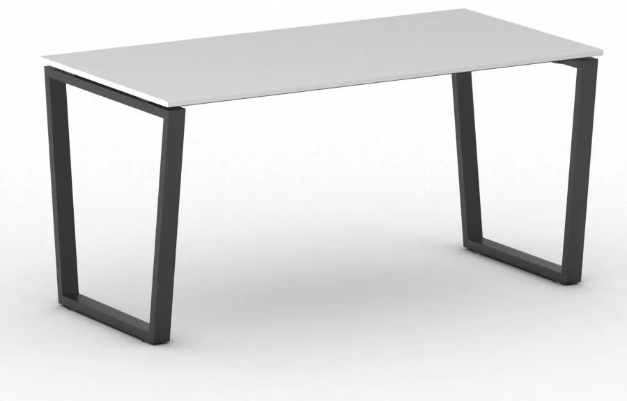 Kancelársky stôl PRIMO IMPRESS, 160x80 cm, čierna podnož, biela