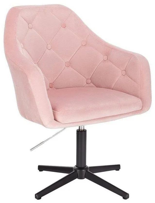 LuxuryForm DESIGN Kreslo ANDORA VELUR na čiernom kríži - svetlo ružová