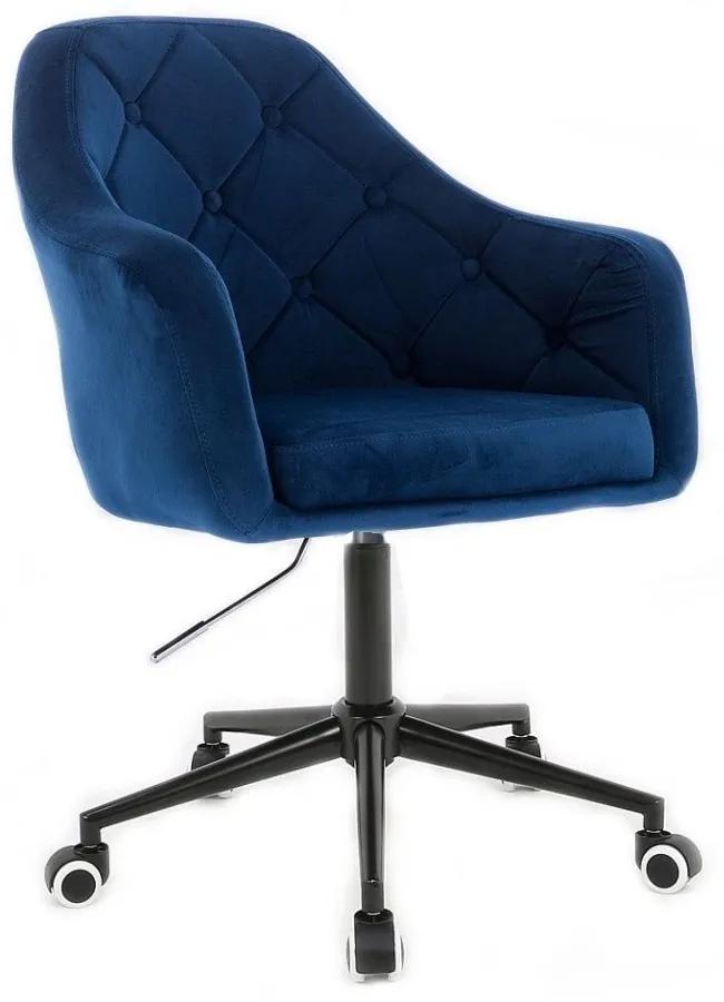 LuxuryForm DESIGN Kreslo ANDORA VELUR na čiernej podstave s kolieskami - modré