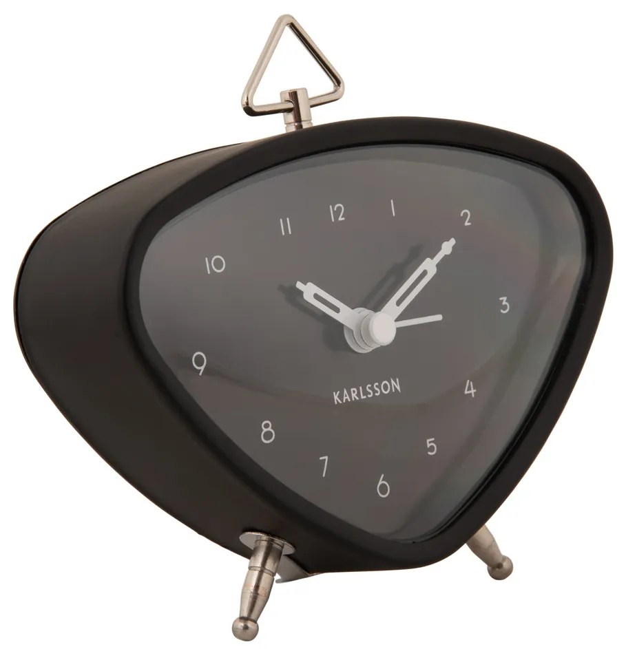 Karlsson KA5946BK Triangle budík 12 cm | Čierny dizajnový budík s tichým chodom