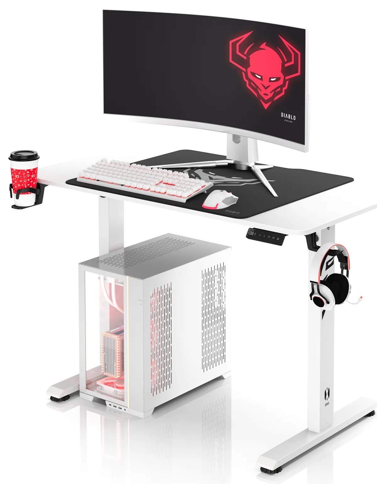 Výškovo nastaviteľný stôl Diablo X-Tensio 1100 biely