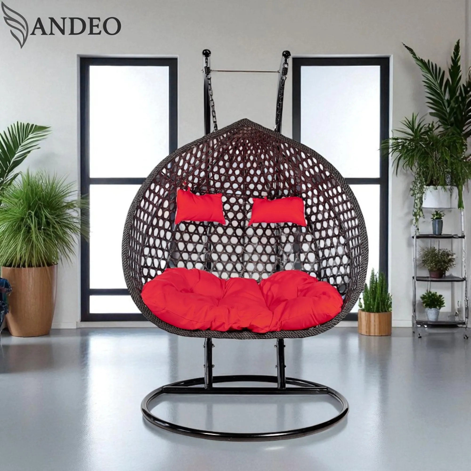 Závesné hojdacie dvojkreslo VALENCIA - čierno červené