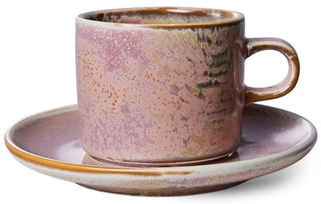 Rustikálne modrá porcelánová šálka s tanierikom Chef - Ø 8*6,5 cm / 220 ml