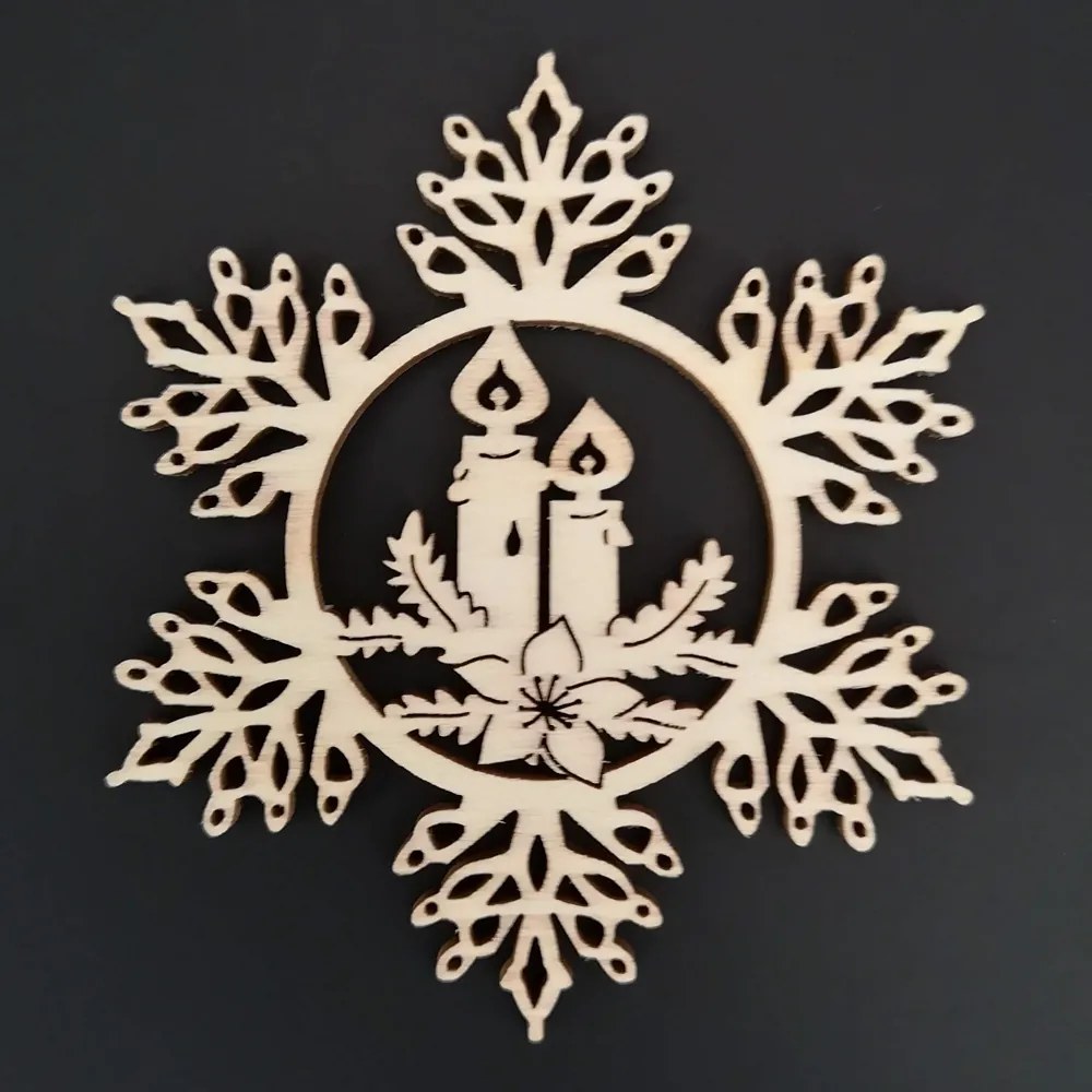 AMADEA Drevená ozdoba vločka so sviečkami 20 cm AMADEA Drevená ozdoba vločka so sviečkami 20 cm