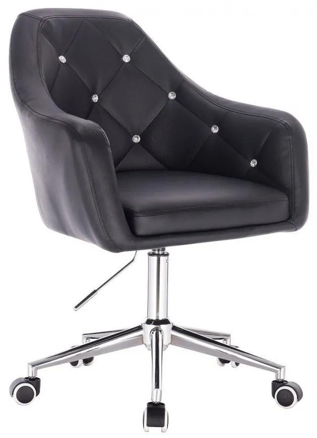 LuxuryForm DESIGN Kreslo ROMA na striebornej podstave s kolieskami - čierne