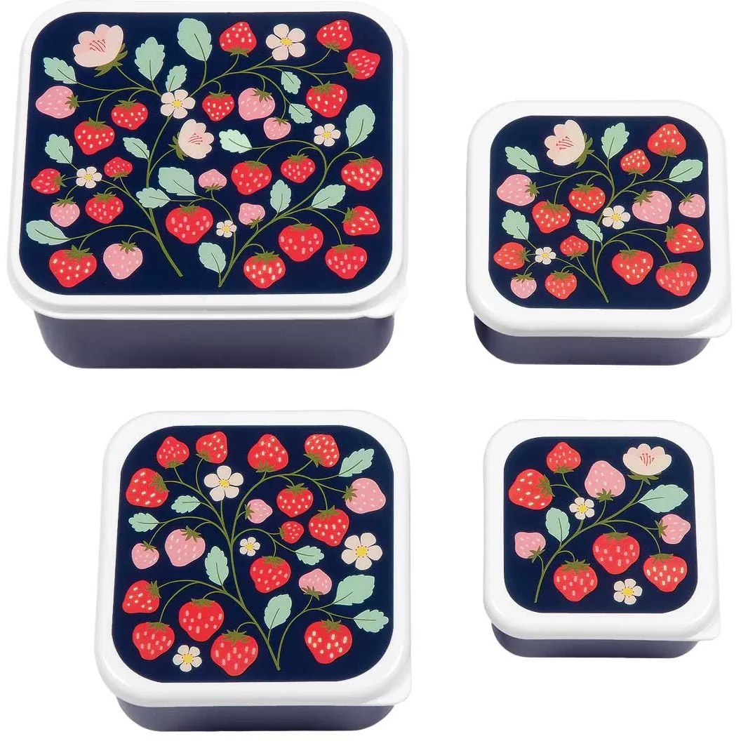 A Little Lovely Company - súprava štyroch desiatových škatuliek - jahody