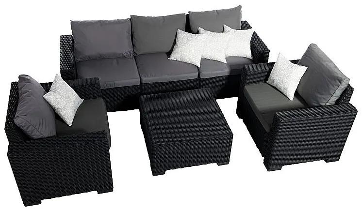 DEOKORK Záhradná ratanová zostava CALIFORNIA antracit pre 5 osôb