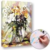 Maľovanie podľa čísel LÚČNE KVETY VO VÁZE – stredná náročnosť