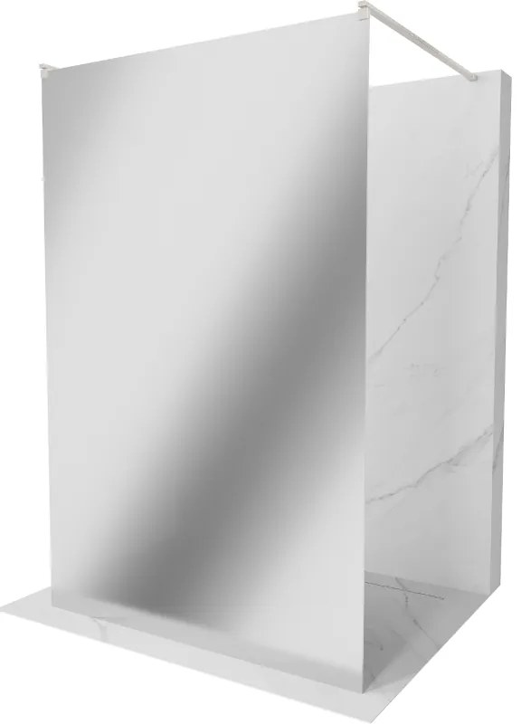 Mexen Kioto, sprchová zástena Walk-In 120 x 200 cm, 8mm sklo vzor zrkadlo, brúsená oceľ profil, 800-120-002-97-50