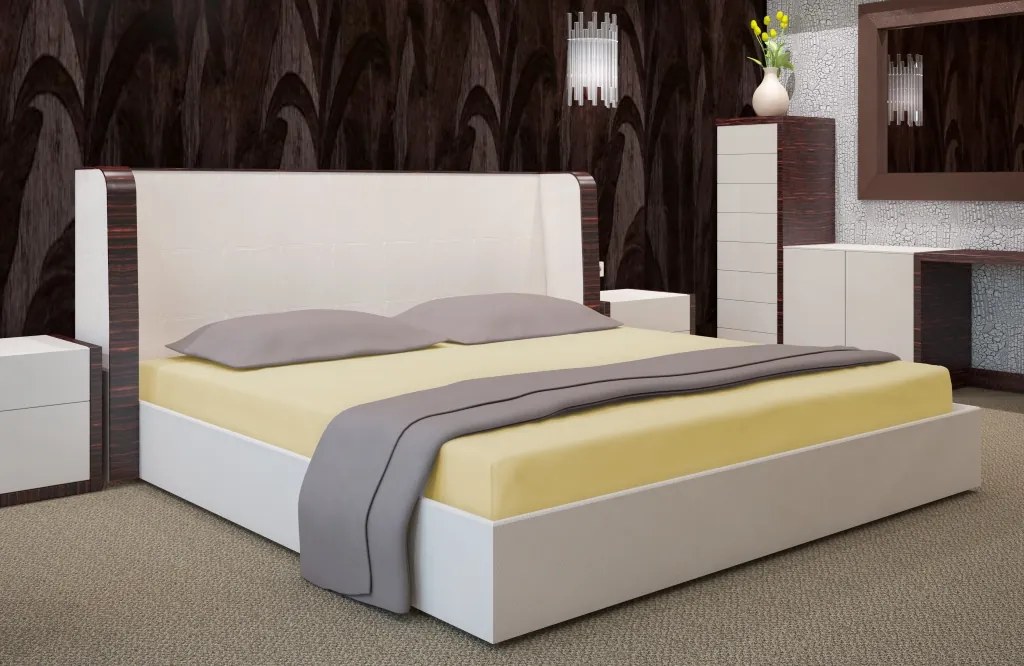Dekorstudio Prestieradlo Jersey s gumičkou tmavo krémové PRZJ14 Rozmer plachty: 90x200cm