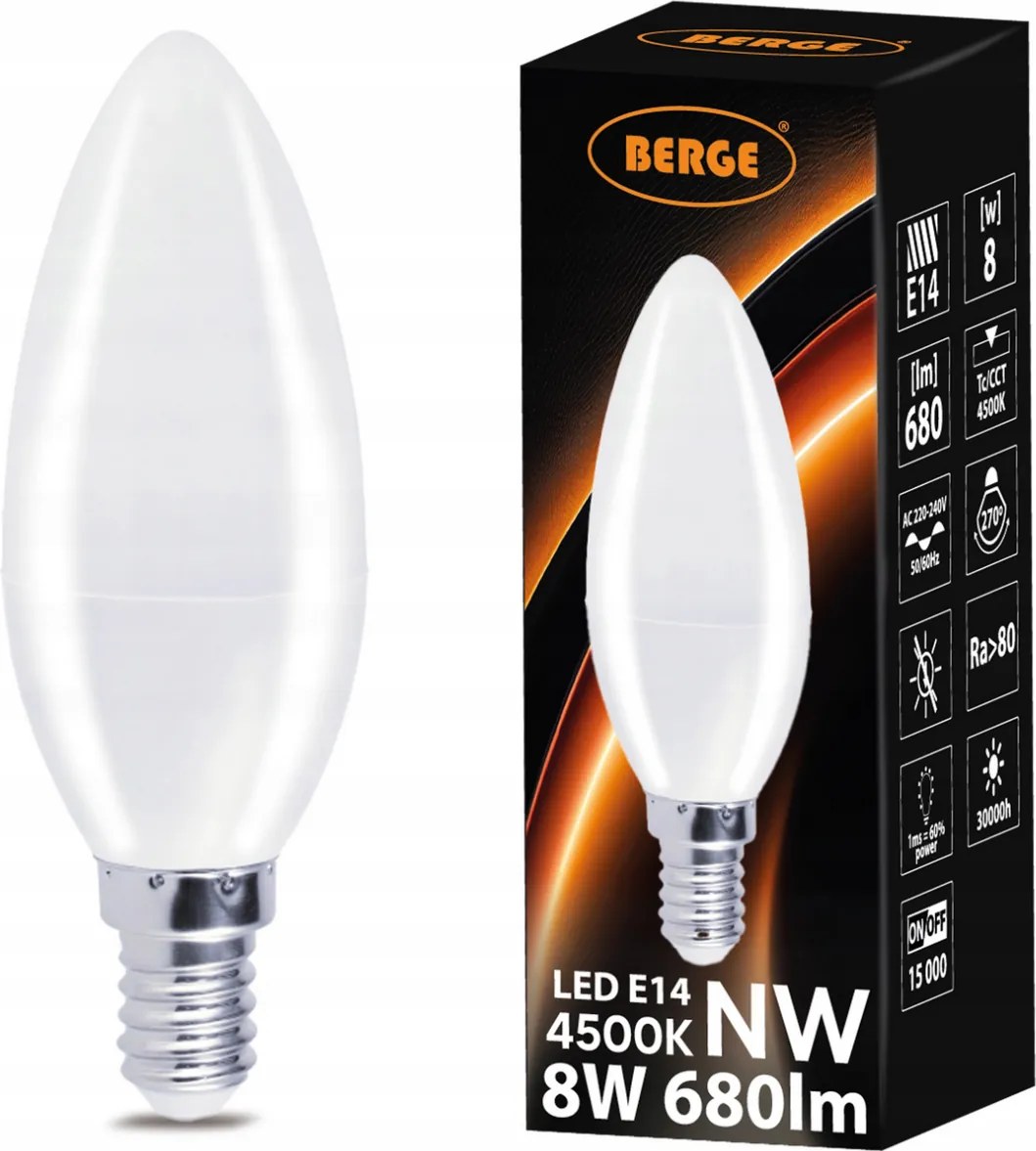 LED žiarovka E14 - C37 - 8W - neutrálna farba