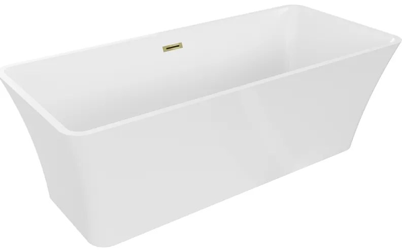 Mexen Tonia, voľne stojaca vaňa 170 x 75 cm, biela, zlatý lesklý prepad, 52171707500-50