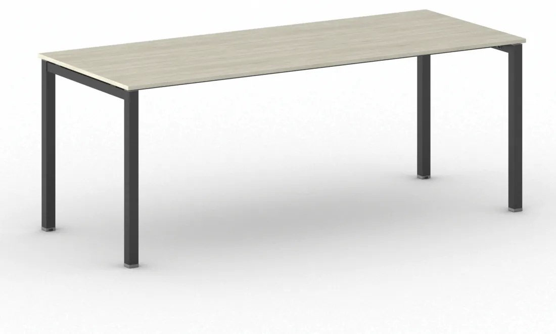 Rokovací stôl Square s čiernou podnožou 2000 x 800 x 750 mm, dub prírodný