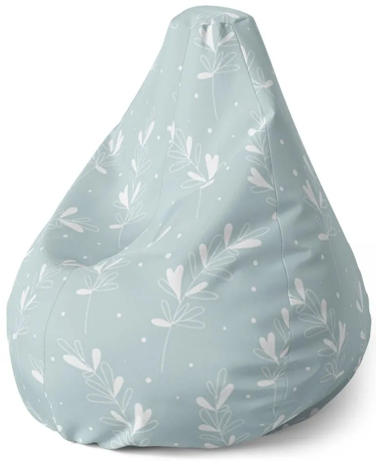 Sedací vak Pear biele lístky, sivá