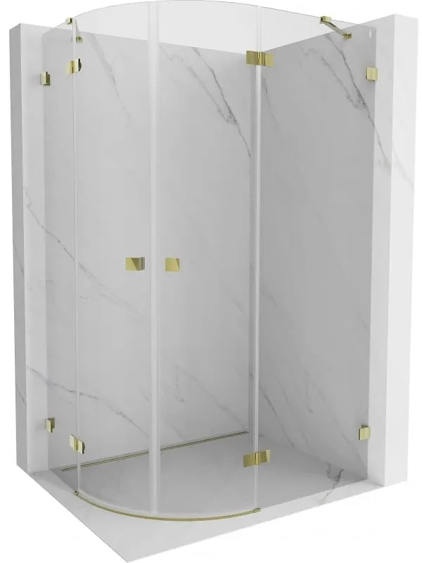 Mexen Lunar, pravý polkruhový sprchový kút 100 x 90 cm, 8mm číre sklo, zlatý profil, 833-100P-090L-50-00