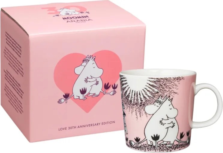 Hrnček Moomin Love 0,3l, ružový / 30. výročie, darčekový box