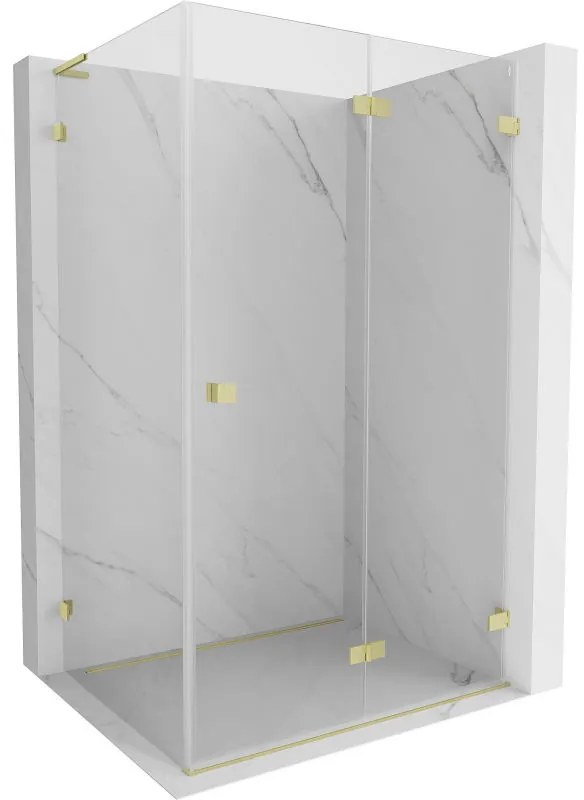 Mexen Lunar-F L, sprchový kút pravý 90 x 80 cm, 8mm číre sklo, zlatý kartáčovaný - 836L-090-080-55-00-P