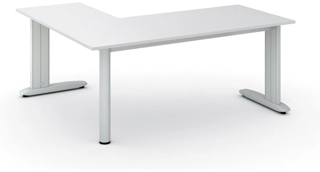 Rohový kancelársky písací stôl PRIMO FLEXIBLE, 1800 x 1600 mm, biela
