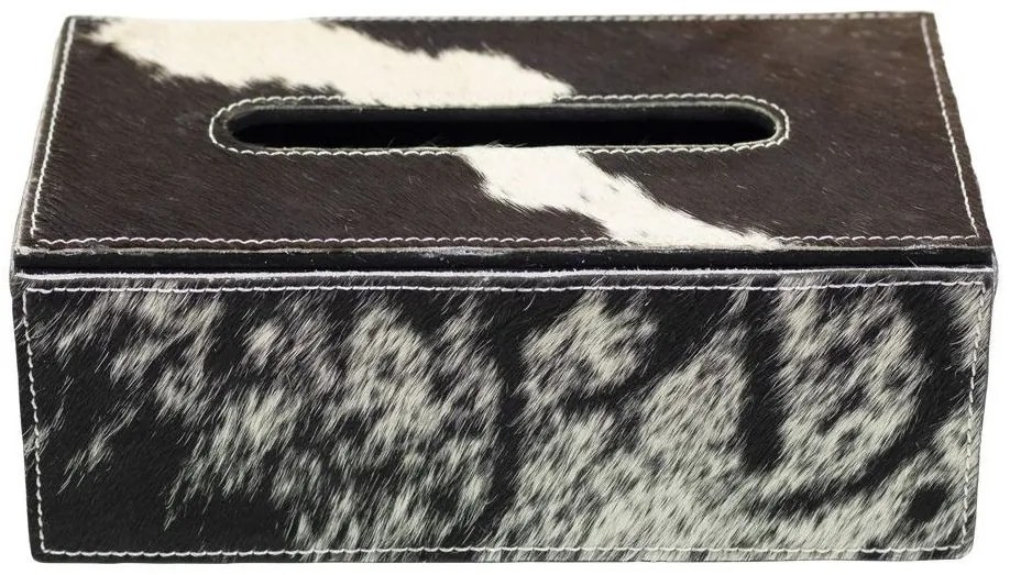 Kožený zásobník na papierové vreckovky čierna / biela - 25 * 14 * 9 cm