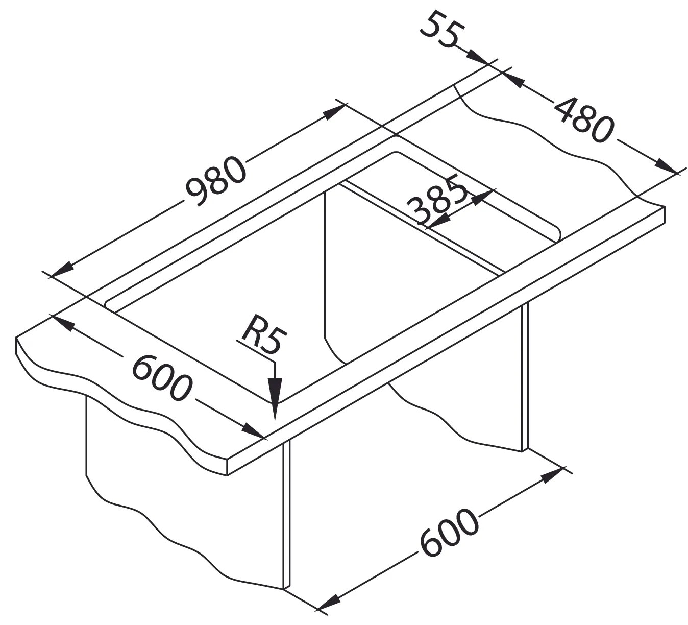 ALVEUS CZ CADIT 80 beton 81 + pop up sifon 1000x500x200 mm