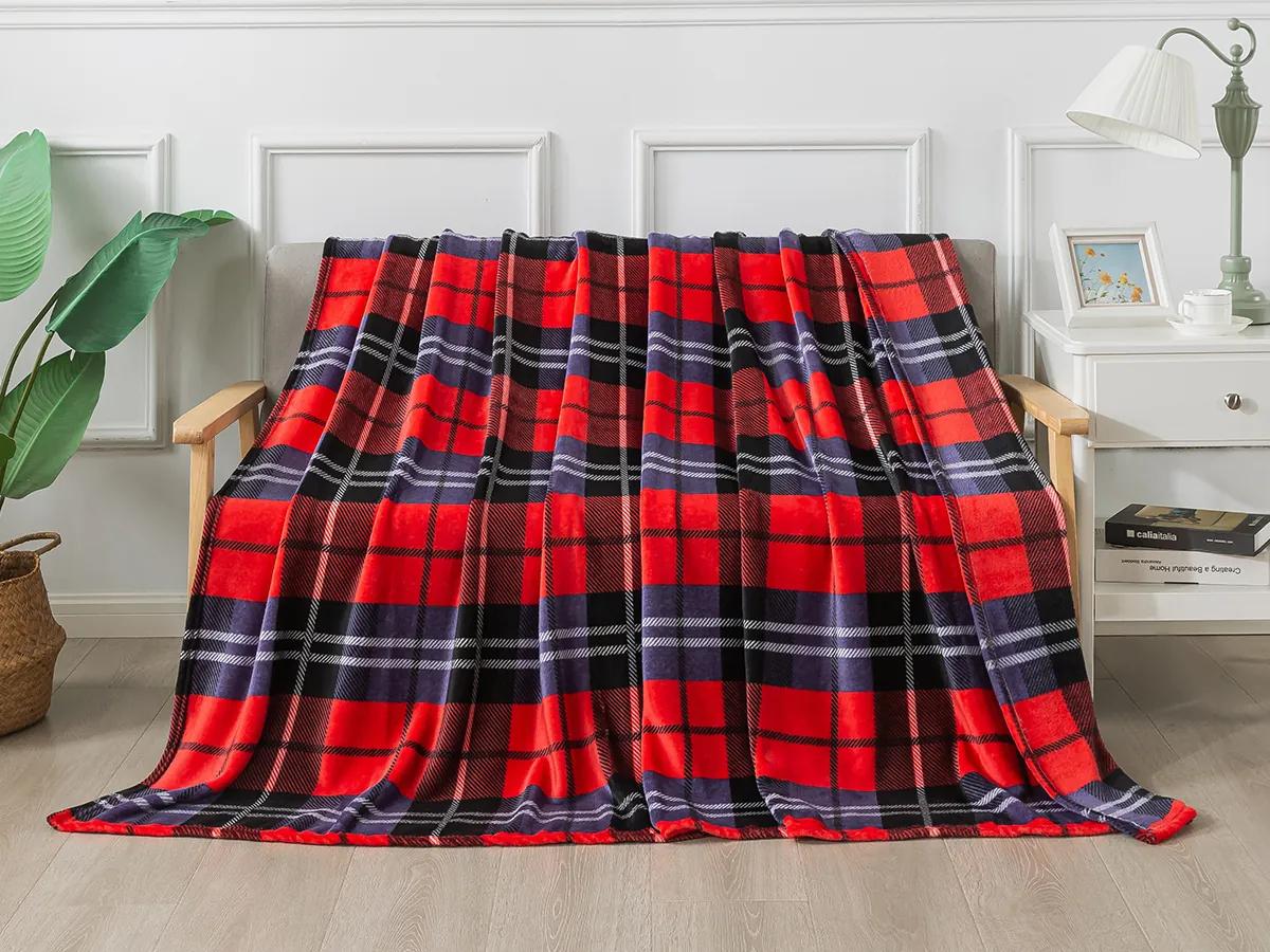 XPOSE® Mikroplyšová deka KOSTKA - červená 200x220 cm