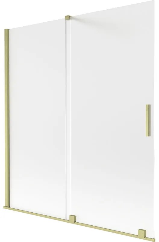 Mexen Velar, 2-krídlová posuvná vaňová zástena 150 x 150 cm, 8mm sklo námraza, zlatá matná, 896-150-000-31-55