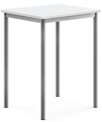 Stôl SONITUS, 700x600x900 mm, HPL - biela, strieborná