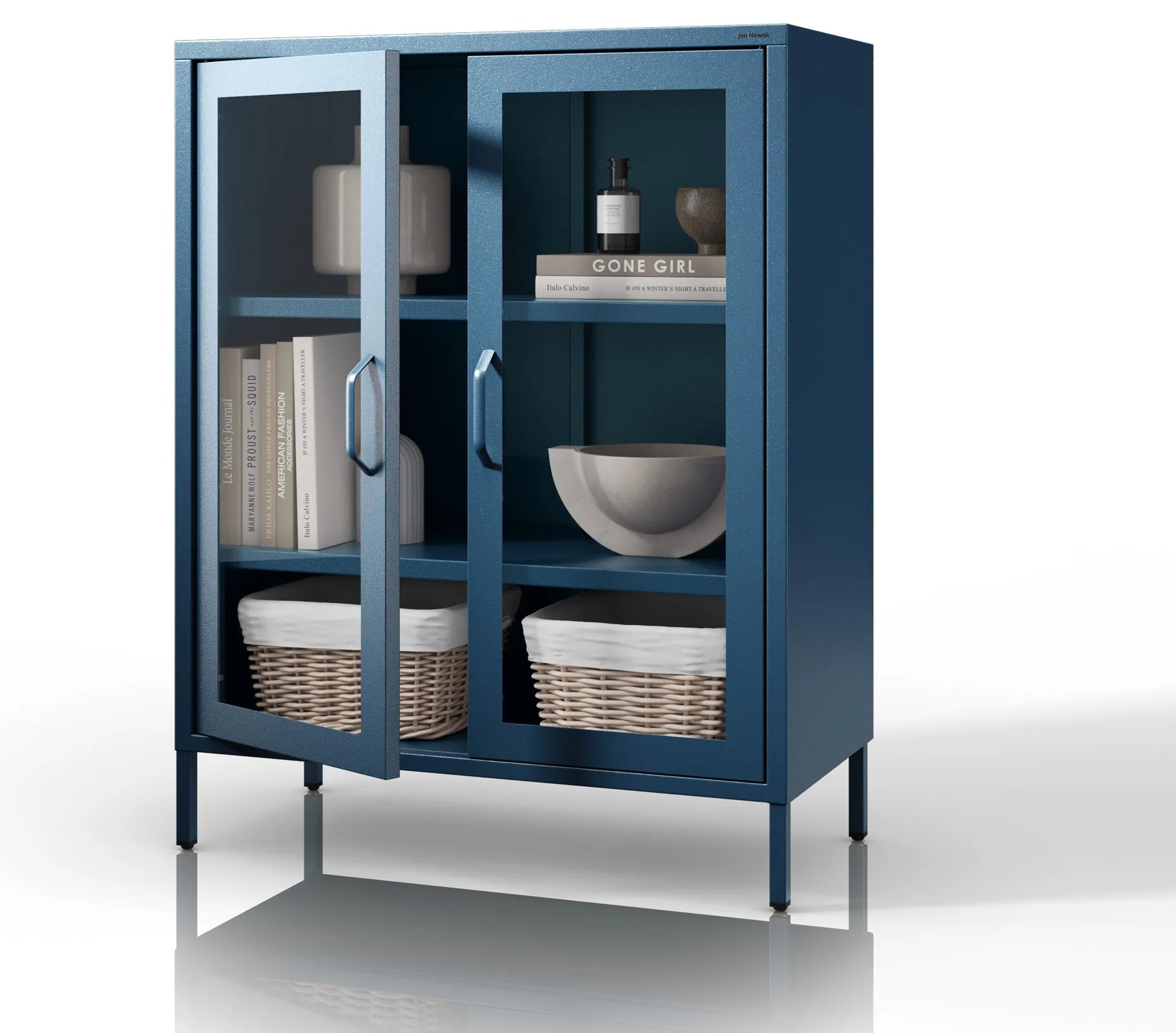 Vitrína GINA, 800 x 1015 x 400 mm, Modern: tmavomodrá farba