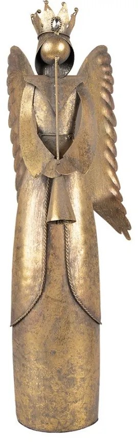 Zlatá antik kovová dekorácia anjel Christmas Angel - 20*16*52 cm