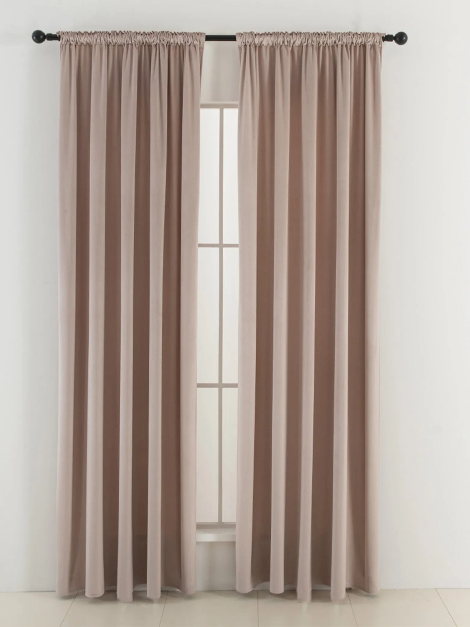 Zamatové zatemňovacie závesy Cesar púdrové - 140 x 250 cm (2ks) - riasiaca stuha