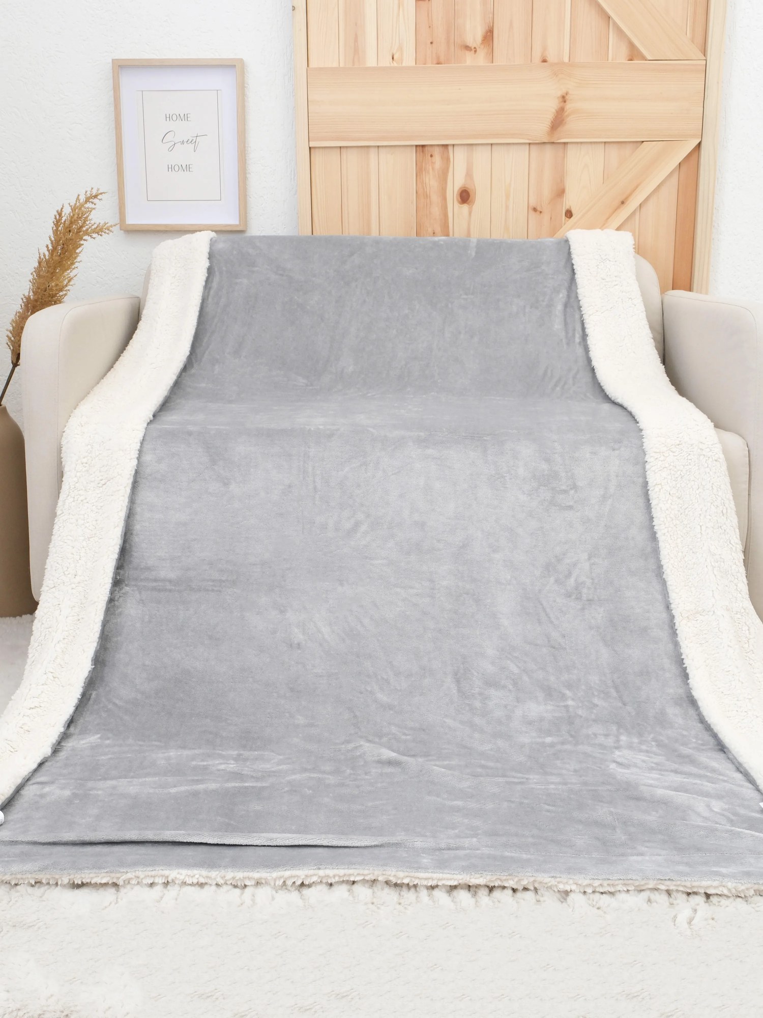 Baránková deka mikroplyš Exclusive 150 × 200 cm – Laura svetlo sivá