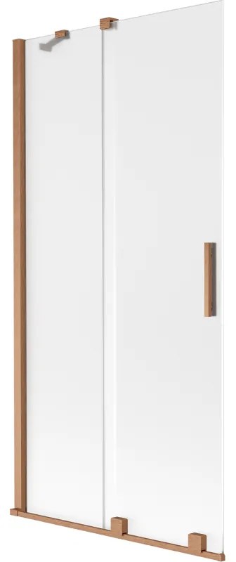 Mexen Velar, 2-krídlová posuvná vaňová zástena 90 x 150 cm, 8mm sklo námraza, medená matná, 896-090-000-31-65