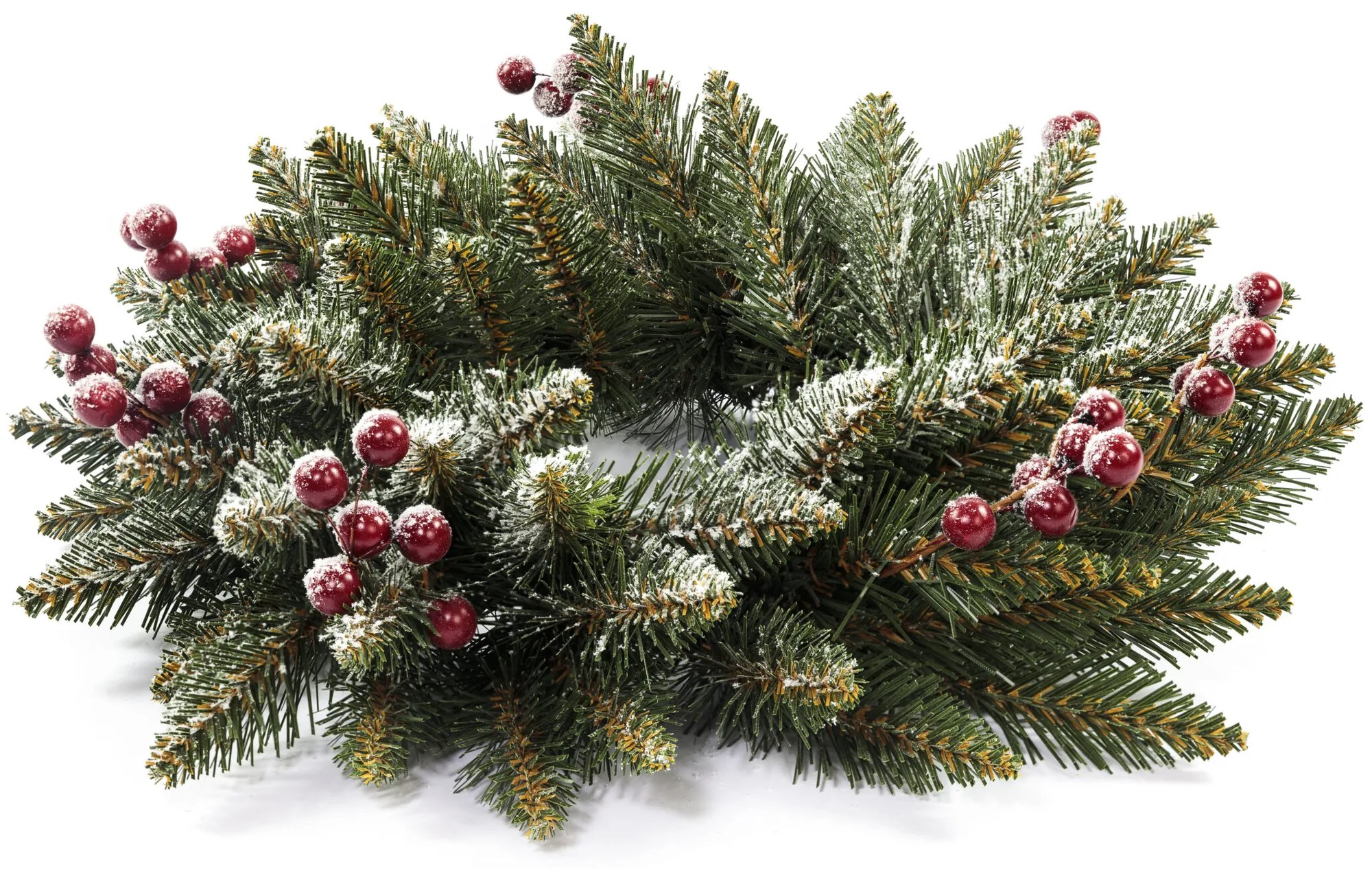 Vianočný veniec PREMIUM zasnežený s jarabinou 40 cm