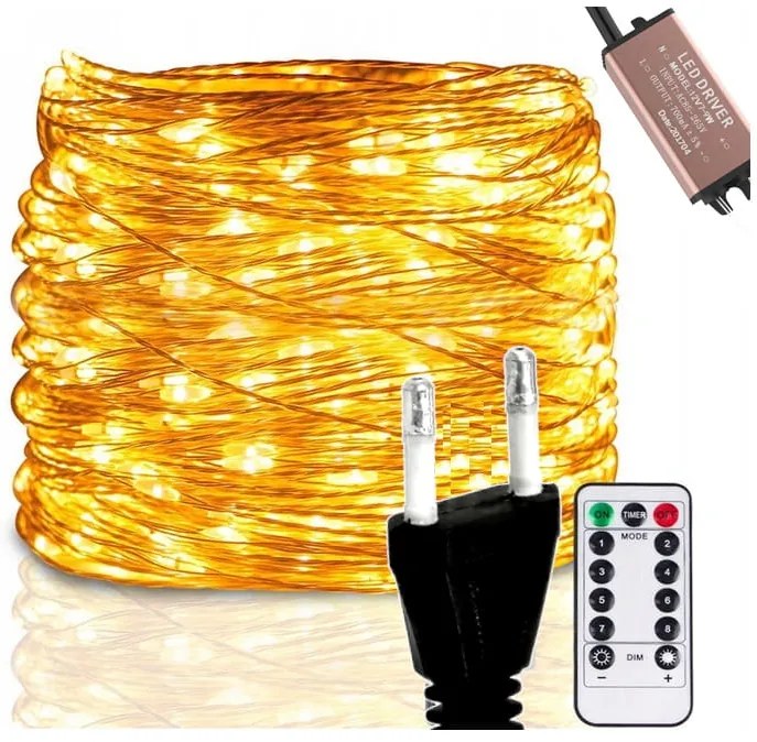 BERGE Svetelná reťaz záhradná girlanda 10m 100LED 230V + diaľkové ovládanie