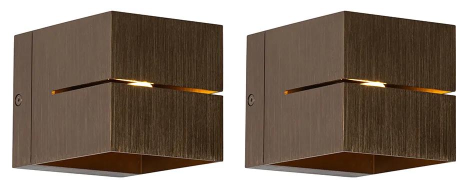 Sada 2 inteligentných nástenných svietidiel tmavá bronz 9,7 cm vrátane WiFi G9 - Transfer Groove