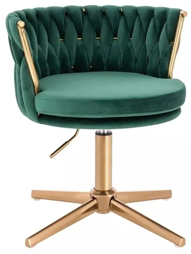 LuxuryForm DESIGN Stolička LYON VELUR na zlatom kríži - zelená