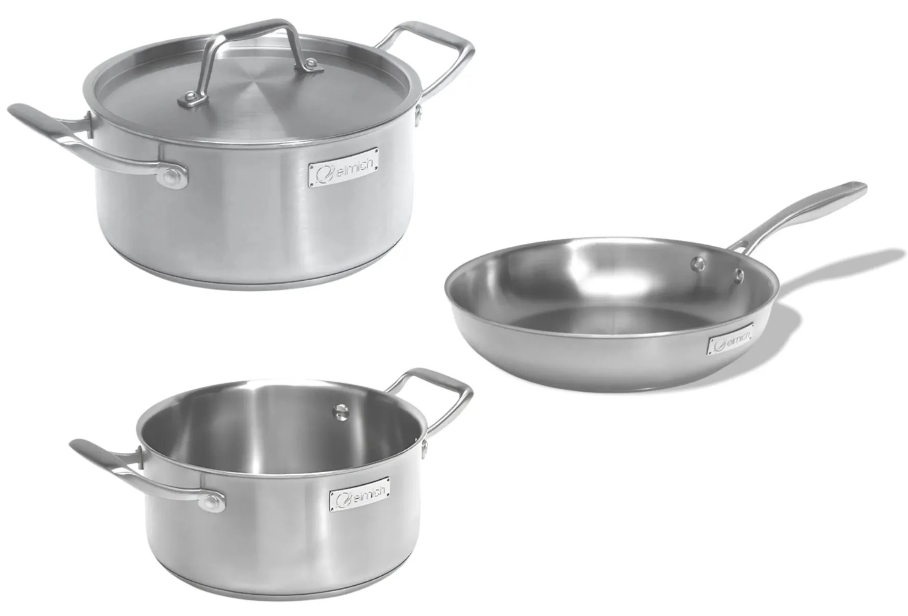 Elmich Základná sada nerezového riadu Tria Plus - 3ks, 2 hrnce + panvica