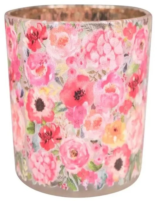 Farebný sklenený svietnik s kvetmi Fleury Poppy S - Ø 7*8 cm