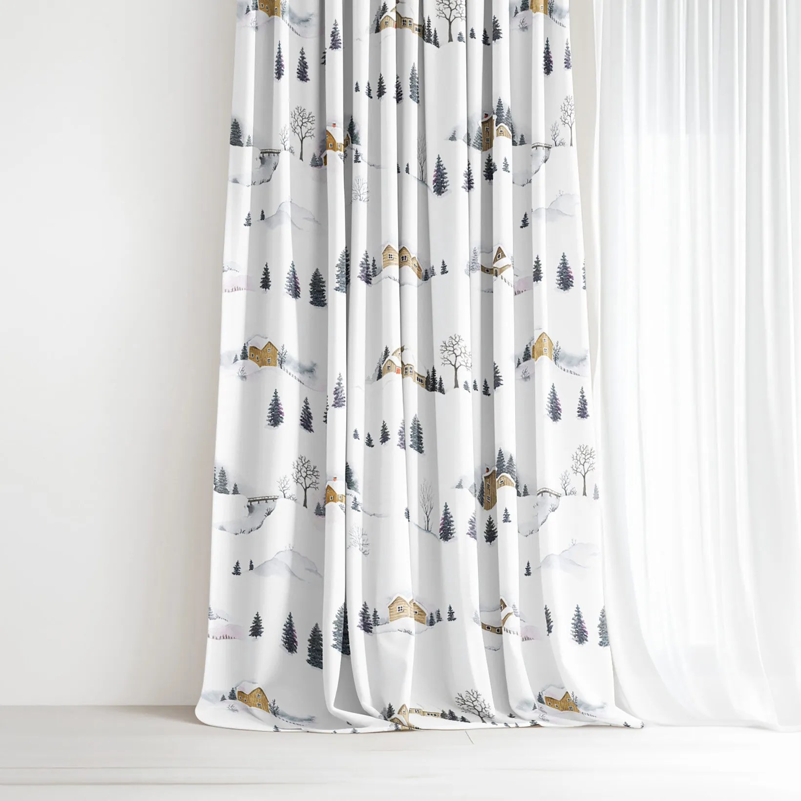 Goldea dekoračný záves - zimná krajina 140x150 cm