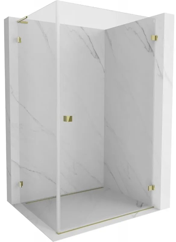 Mexen Lunar-B L, 1-krídlový sprchový kút, pravý, 100 x 90 cm, 8mm číre sklo, zlatý lesklý profil, 832L-100-090-50-00-P