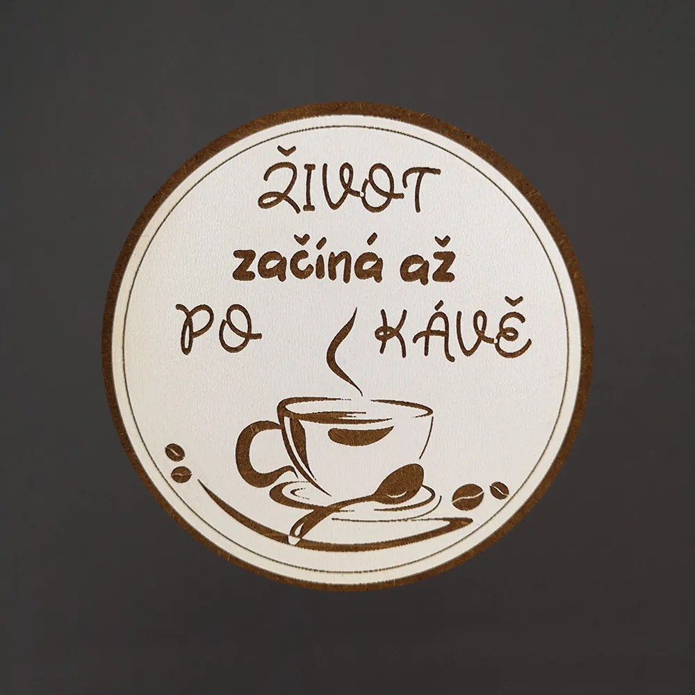 AMADEA Drevený podtácok okrúhly Káva text 