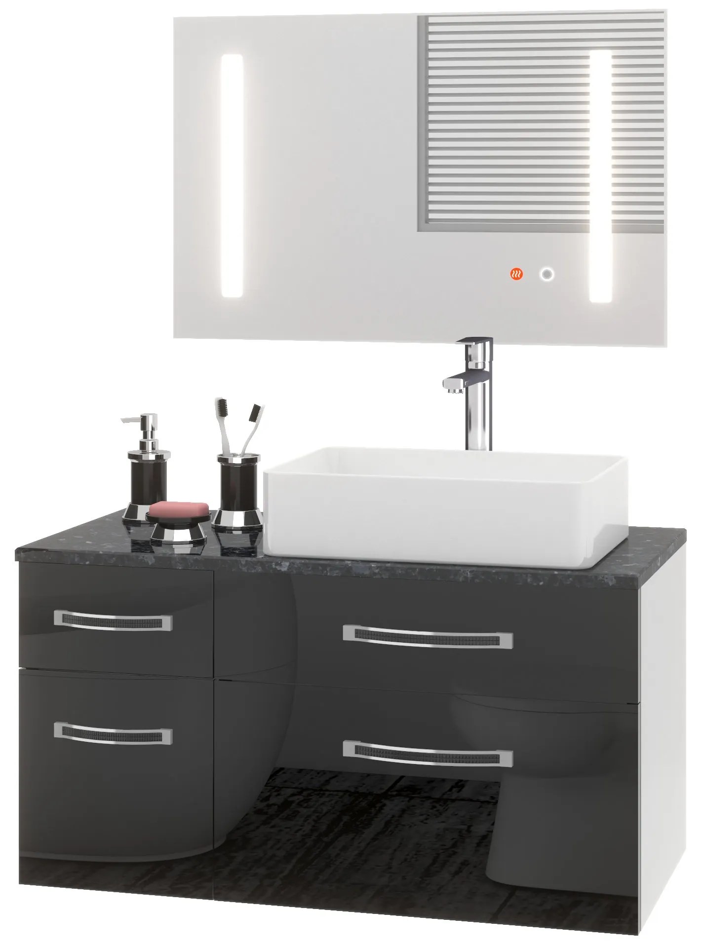 Kúpeľňový nábytok Euphoria EUP P 90L/0/W/B/0/BK/MB Kúpeľňový nábytok Euphoria EUP P 90L/0/W/B/0/BK/MB