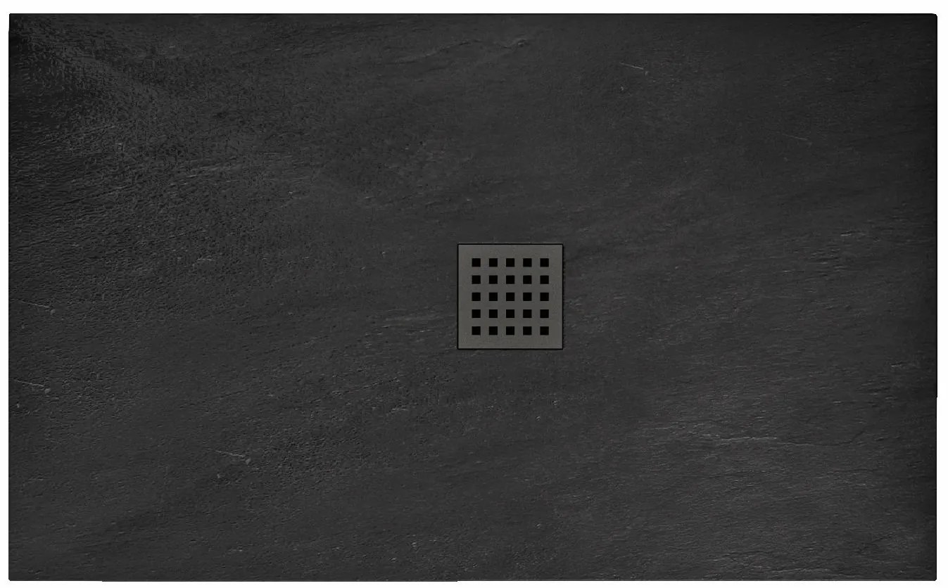 Rea Black Rock, konglomerátová sprchová vanička 120x80x3,5 cm + sifón, čierna, REA-K4579