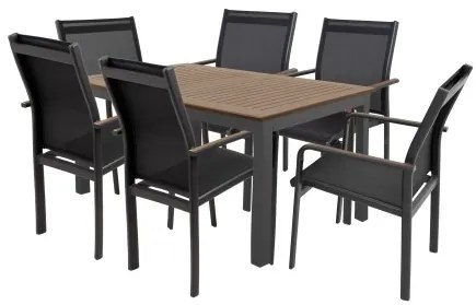 Doppler EXPERT WOOD Plus - záhradná hliníková sedacia súprava 6+1