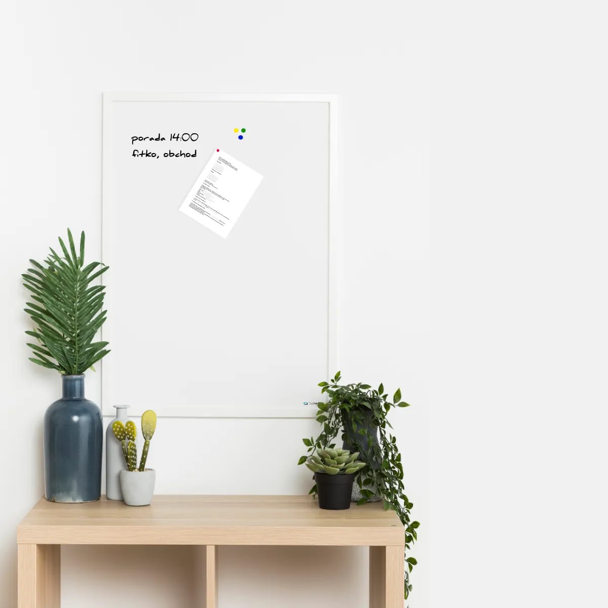 Toptabule.sk Biela magnetická tabuľa v bielom drevenom ráme 100×150 cm