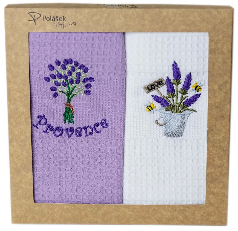 Polášek Vyšívaná vaflová utierka s motívom - 2 ks - Provence č. 8
