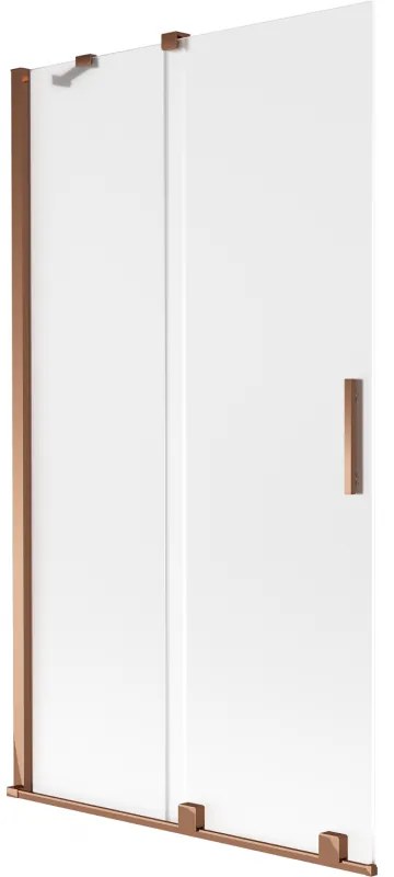 Mexen Velar, 2-krídlová posuvná vaňová zástena 100 x 150 cm, 8mm sklo námraza, ružové zlato, 896-100-000-31-60