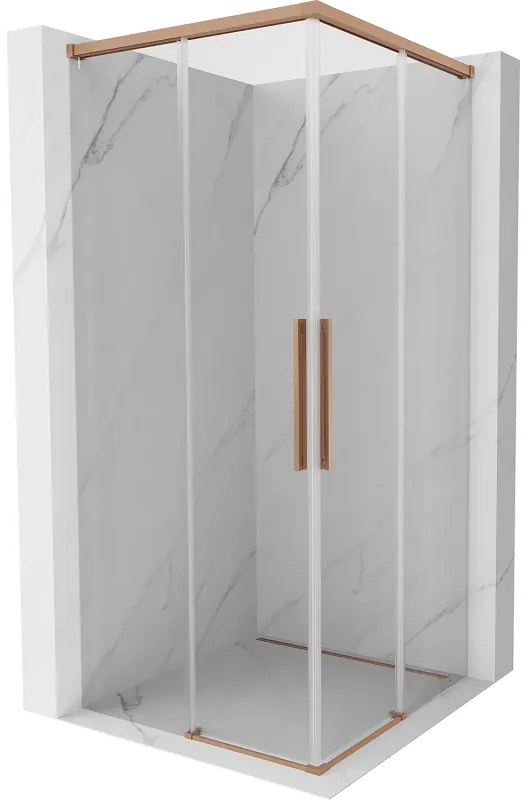 Mexen Rox, Duo posuvný sprchový kút 85 x 85 cm, 8mm číre sklo, medený matný profil, 8C2D-085-085-65-00